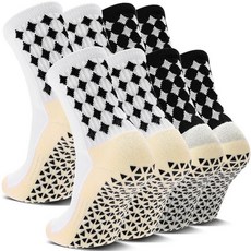 Airpal 2/4 쌍 그립 축구 양말 남성용 여성용 쿠션 미끄럼 방지 축구 농구 운동 스포츠 양말 4쌍-블랙+화이트 원사이즈 102434