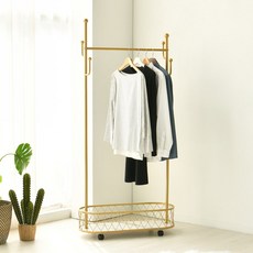 선인장 이동식행거 바퀴행거 선반형 스텐 철제 골드 옷걸이행거 스탠드형 원룸 수납 이동가구, 선인장행거 W800