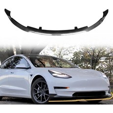 전면 범퍼 립 스포일러 20172023 테슬라 모델 3 호환 PP 블랙 카본 파이버 프린트 RPM 스타일 추가 스플리터 에어 댐 치인 프로텍터, 전면 범퍼 립 스포일러, 20172023 테슬라 모델