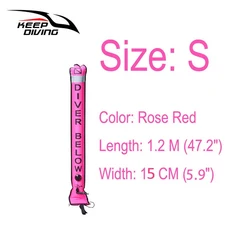 1Pcs 1.2M/1.5M/1.8M 전문 고 스쿠버 다이빙 풍선 소시지 신호 튜브 표면 (SMB) 아래, 04 1.2M Rose Red, 중형(M)