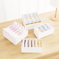 프리미엄 패브릭 접이식 양말 속옷정리함 4종, 1세트, 화이트