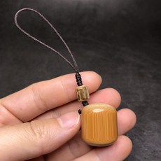 手把件 實心竹手把件 老料手把件 竹子手把件 文玩手把件 玉竹手把件 竹子掛件, 1個, 梅鹿竹桶珠弔墜款