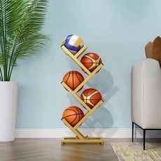 배구 정리 축구 진열대농구 삼중지휠23 전시 받침대 스포츠 공보관대, 1개, 5칸 골드