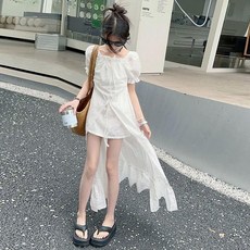 圖圓圓 優選女童連衣裙夏裝新款洋氣兒童時髦公主裙女大童夏季燕尾禮服裙