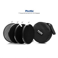 三重 公司貨 Phottix Pro 7" 蜂巢網格套裝 (30 40 50 60度各一) 附便攜包, 1個