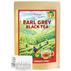 TeeLux 바닐라 디카페인 차이 티백 시나몬 생강 카다몬이 함유된 홍차 천연 맛 풀 바디 & 스파이시 100개, 얼 그레이
