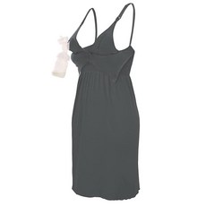 [ 1174162 ] 일러브SIA 펌핑 브라가 내장된 임산부 수유 드레스 - 모유 수유 산후를 위한 부드럽고 편안한 나이트가운 회색 스몰