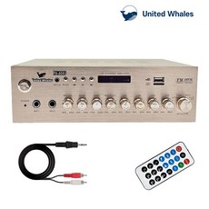 U.W 4채널 블루투스 앰프 PA-404U 카페 매장용 앰프+리모콘+RCA케이블 (골드색상)