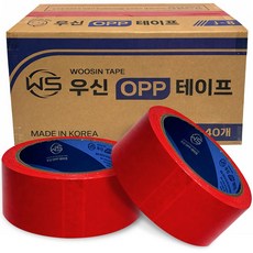 빨강색 컬러 박스테이프 OPP 포장용 국내제조 색테이프 80M, 5개