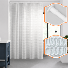 난네난네 EVA 샤워커튼 풀세트 (봉+링 포함) 방수 방습, 1세트, 크리스탈 엠보