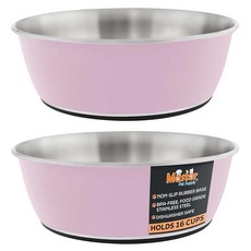 Master Pet Supply 미끄럼 방지 고무 베이스가 있는 스테인리스 스틸 강아지 그릇 2개 세트(각 473.2ml(16온스)) - 피스타치오 - 소형 중형 대형견 및 고, 16 Cups (128 oz) 2 Pack, 로즈 쿼츠