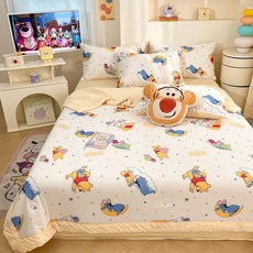 아동용 아이스 쿨링 여름 이불 귀여운 캐릭터 얇은 시원한 여름용 어린이 침대이불, 활기찬 위니