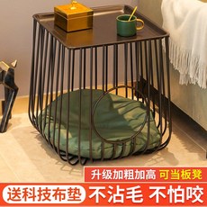 원형 반려묘 침대 숨숨집 침대 (골드) 티테이블 통기성 철제 원형 겸용 46x53cm, 1개