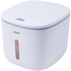 【ECOCO】意可可簡約自動開蓋米桶 雜糧收納盒 防蟲防潮 密封米桶 儲米箱 飼料桶 乾糧桶 密封罐 儲米箱 食品收納罐, 1個, E2203簡約自動開蓋米桶-灰色