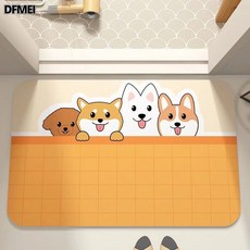DFMEI 家用浴室吸水地墊 防滑門口卡通耐髒, 1個, 可愛背影-四夥伴