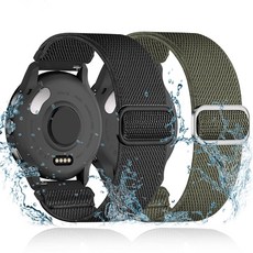 Conidido Garmin Vivoactive 4S/Vivoactive 3S/Venu 2S/Venu 3S와 호환되는 방수 탄성 나일론 밴드 2팩 18mm 스트레치 소프트 스, 멀티 컬러