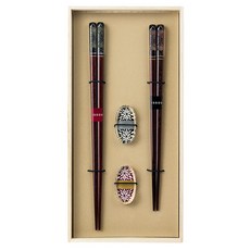 Issou 夫妻筷子 + 筷架組, 1個, 筷子2雙 + 筷架2個, 花火