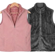 [이지바이] (1+1) 여성 겨울 융털 안감 플리스 집업 조끼_프리티윈터 빅사이즈 방한 방풍 뽀글이 안감 기모 후리스 베스트 아우터