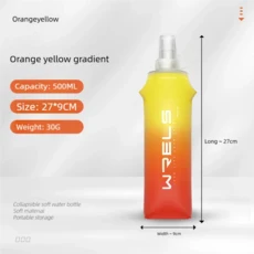 스포츠 물병 TPU 접이식 소프트 플라스크 음료 휴대용 고유량 러닝 하이킹 자전거 피트니스 워터 백, 04 500ml yellow orange