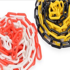 플라스틱 사슬 출입금지차단줄 플라스틱사슬바리케이트 사슬체인, 블랙 - 옐로우