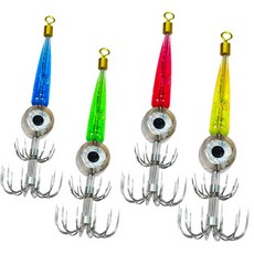 레저웨이 LED 쭈꾸미채비 문어채비 더블훅 에기 두족류 에깅 수중 발광 LED 4개 1set, 무지개, 1세트, 60g
