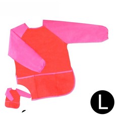 [팔마누] 방수미술가운 영유아미술가운 어린이미술가운 아트 레드핑크 미술가운 L