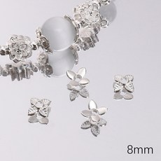 促銷好物 50個亮銀色閤金蓮花花託串珠隔片DIY飾品配件手工製作手鏈項鏈隔珠, #02款 8mm 50個/包, 1個