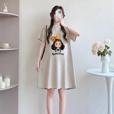 라운드넥 원피스 깜찍한 노랑리본 임부복 미듐길이 puu+7155Ci