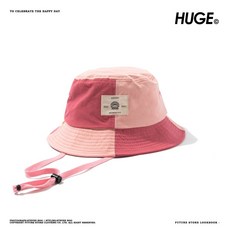 HUGE OUTDOOR HAT 撞色拼接 可拆帽繩 休閒漁夫帽 登山帽 網美帽, 【撞色粉紅拼接/休閒漁夫帽】