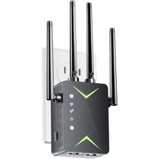 강력한 WiFi Extender 신호 부스터 최대 15000 평방 피트 및 60개의 장치 가정용 인터넷 중계기는 모든 라우터와 호환됩니다 플러그 앤 플레이, Black