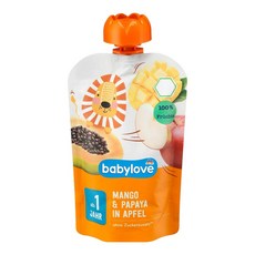 dm 베이비러브 이유식 파우치 망고 파파야 사과 100g
