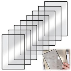 ECLATIS 4X 독서용 돋보기 8피스 렌즈 책 페이지 독서 시트 안경 컴퓨터 스크린 노트북 노인용 저시력 보조 눈의 편안함 와이드 크리스탈 클리어 뷰 285096, 8