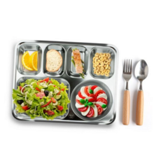 성인 스텐 식판 어른용 4칸 휴대용 4 찬스텐 식판 캠핑용 급식 식당 유아