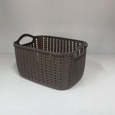 收納籃仿藤編桌面塑料收納筐廚房筐零食收納盒浴室洗澡家用收納框, 小號 14*10*8