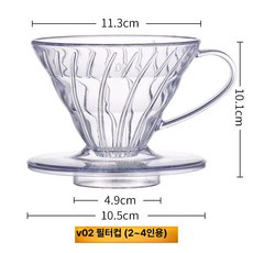 하리오 웨이브 02T 드리퍼 필터 투명 핸드드립 드립퍼, V02 원뿔형