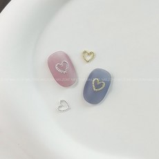 메탈 디테일 하트 네일파츠 (5개입), 실버[NO.67B], 5개
