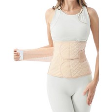 Allaugh 여성용 산후 복부 밴드: 복부 바인더 수술 후 C 섹션 허리 트레이너 쉽게 착용하고 벗을 수 있음 자궁적출술을 위한 편안한 붓기 완화 수술 후 코어 압박 지, Medium, 베이지