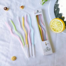 生日裝飾 蛋糕裝飾 派對周歲抓周蠟燭, 1個, 彎彎蠟燭(一組6支)