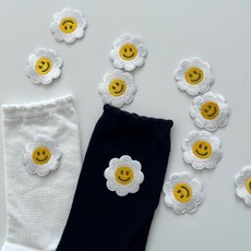 해바라기 데이지 계란후라이 꽃 와펜 DIY 귀여운 자수 패치 열접착 패딩수선 핑크 가방 리폼, 1개, 상세페이지 참조