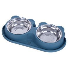 딩동펫 반려동물 투베어 스텐 더블볼 급수식기, 네이비, 1개
