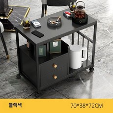 찻잔꽂이 마작용 작은 원목 사이드테이블 다도 디자인 찻상 인테리어용 이동식 협탁, 1인용, P_추출바퀴 블랙 70x38x72cm