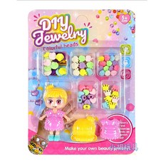 DIY 造型串珠娃娃組 彩色串珠, 1個, 隨機不挑款