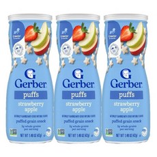 Gerber 거버 퍼프 딸기 사과 스낵 유아과자 42g, 3개