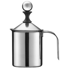 【304不鏽鋼奶泡器】雙層手動咖啡奶泡杯 打奶泡器 打奶器 奶泡壺, 不鏽鋼色, CA335
