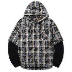 트릴리온 TRILLION 페인티드 체크 레이어드 스웨트 후드 셔츠 [블랙] TRSSH26BK 119255