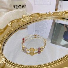 彩髮晶 天然水晶 手鍊 金髮晶 黃髮晶 紅髮晶 綠髮晶 手鍊、磁吸式、好穿戴、水晶新手入門、增加能量、氣質、氣場, 1個