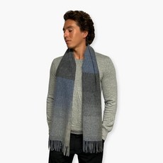 Humble Hilo 울 스카프 헤리티지 격자무늬 씨폼 블루 140694, 슬레이트 블루 및 그레이