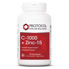 Protocol For Life Balance C-1000 + 鋅-15 素食膠囊, 1個, 120錠