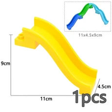 Duploes 대형 벽돌 크리 에이 티브 스윙 Ladde 시소 장난감 큰 빌딩 블록 놀이터 부품 풍선 슬라이드 계단, 12 Yellow Slide