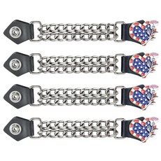 Dream Apparel 여성용 오토바이 조끼 익스텐더 인조 가죽 엔드와 더블 크롬 체인이 있는 바이커 익스텐더 4개 폴리스 스타, 미국 국기 하트 & 핑크 로즈